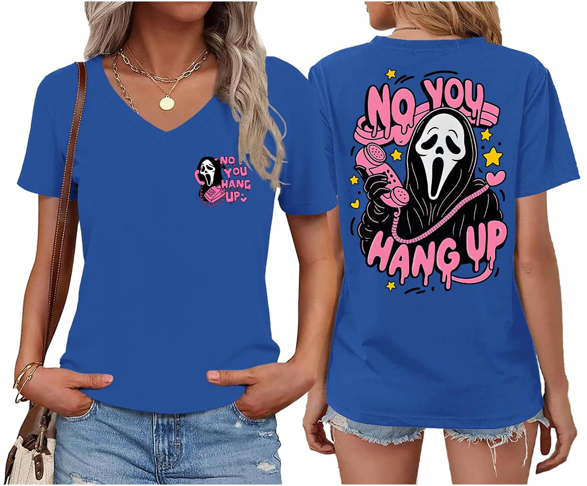 Halloween Ghost Graphic Shirt Women Pink Spooky Halloween T-Shirt