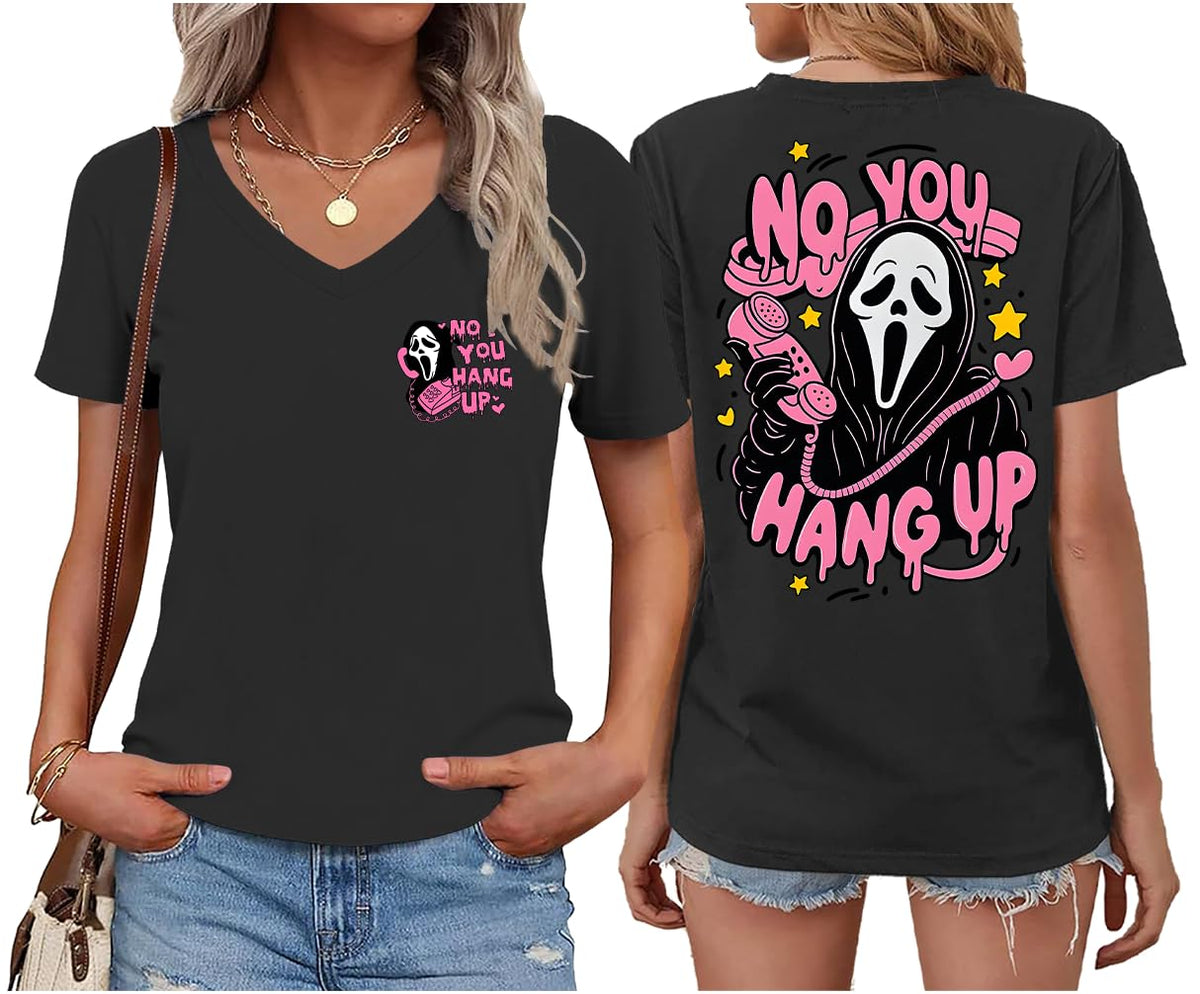 Halloween Ghost Graphic Shirt Women Pink Spooky Halloween T-Shirt