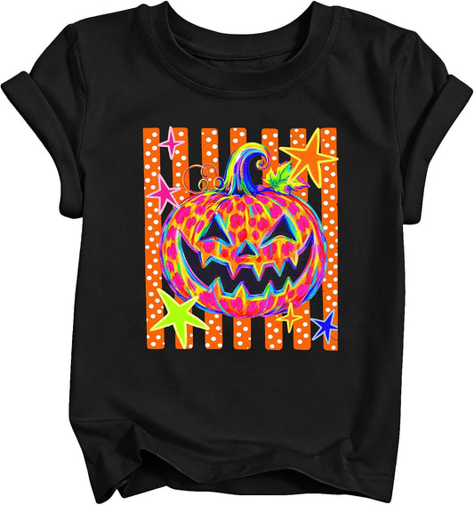 Halloween Shirts for Kids Boy Girl Bow Pumpkin Ghost Fall Tee Tops