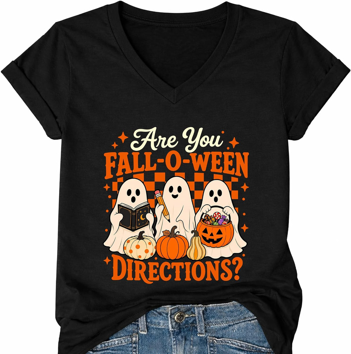 Halloween Shirts for Women are You Fall O Ween Directions Graphic T-Shirts