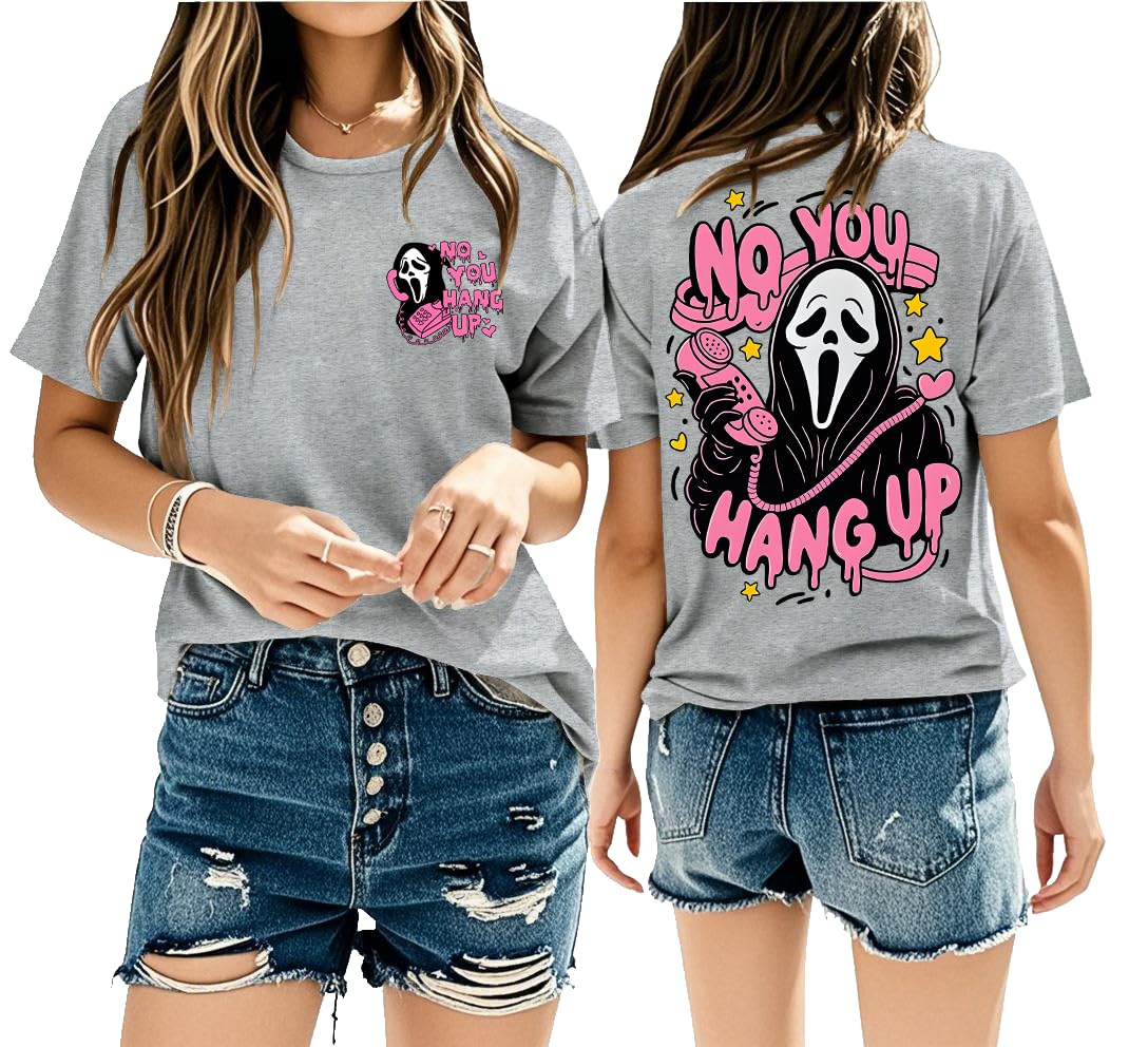 Halloween Ghost Graphic Shirt Women Pink Spooky Halloween T-Shirt