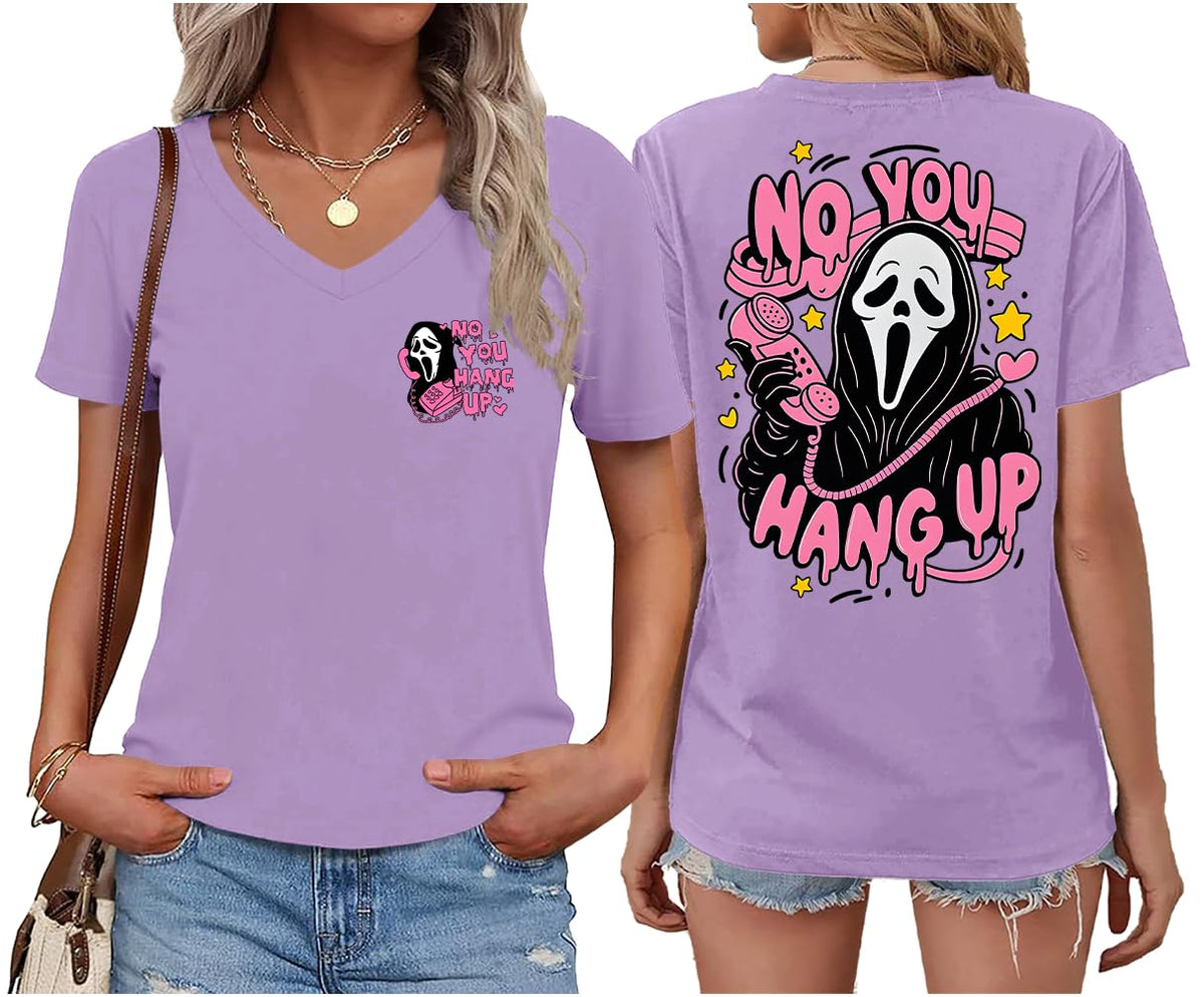 Halloween Ghost Graphic Shirt Women Pink Spooky Halloween T-Shirt