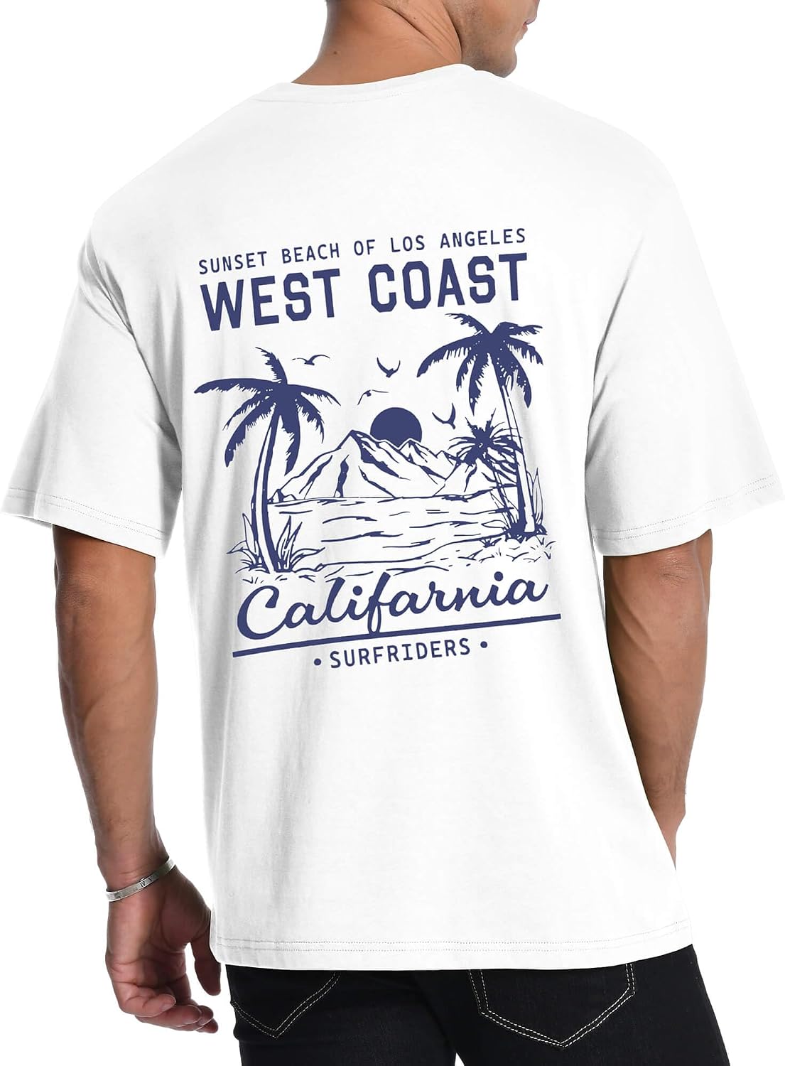 Aiyino Mens West Coast T-Shirt California Palm Tree Summer Graphic Tee