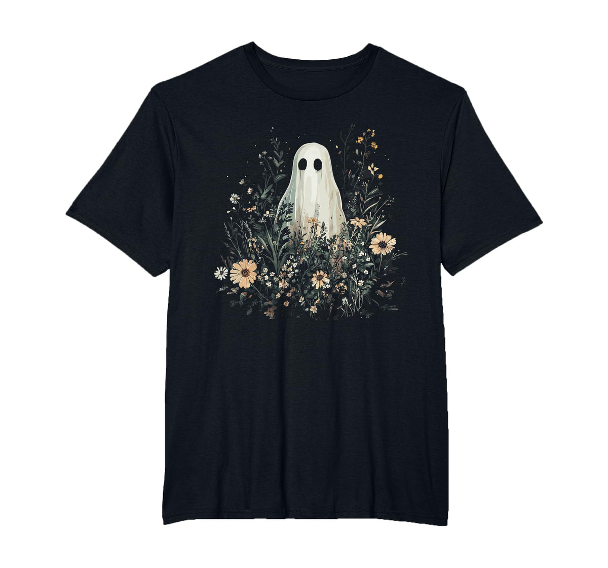Vintage Floral Ghost Halloween Ghost in the Forest Gothic T-Shirt