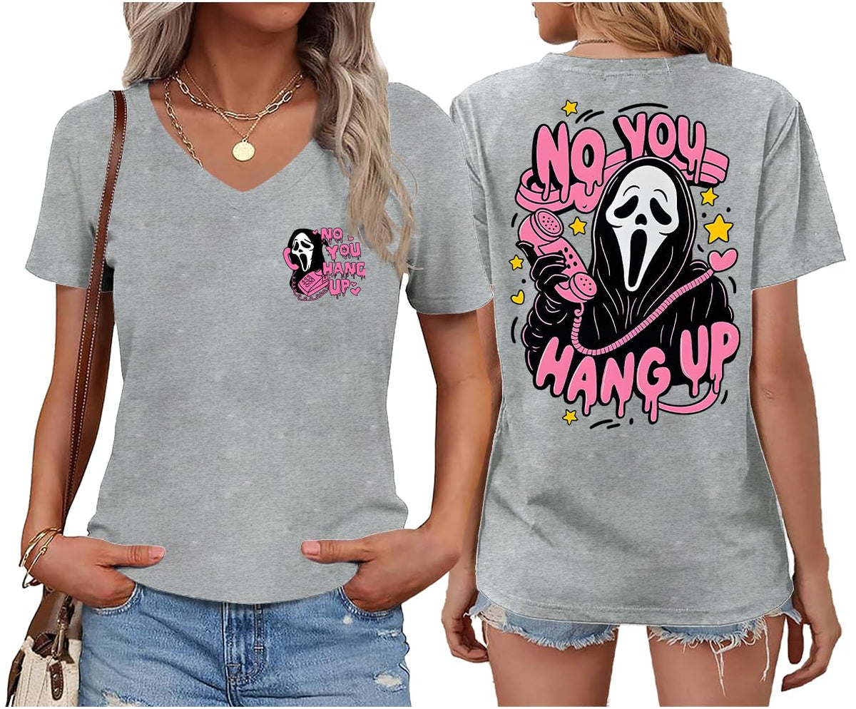 Halloween Ghost Graphic Shirt Women Pink Spooky Halloween T-Shirt