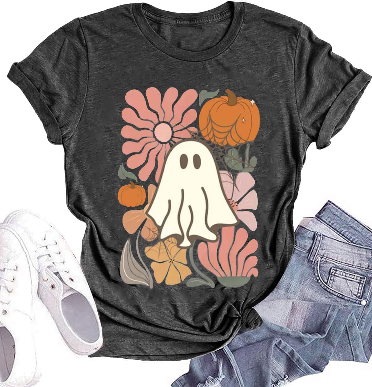 Fall Shirts for Women Halloween Pumpkin Graphic Tees Thanksgiving Family Turkey Tops Cute Autumn Thanksgiving T-Shirt