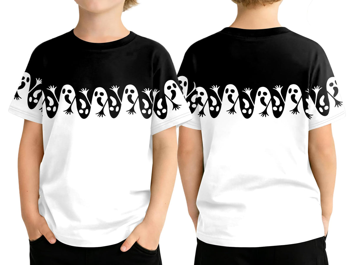 Kids Halloween Shirts Boys Girls Spooky Season Top Funny Ghost Graphic Tee
