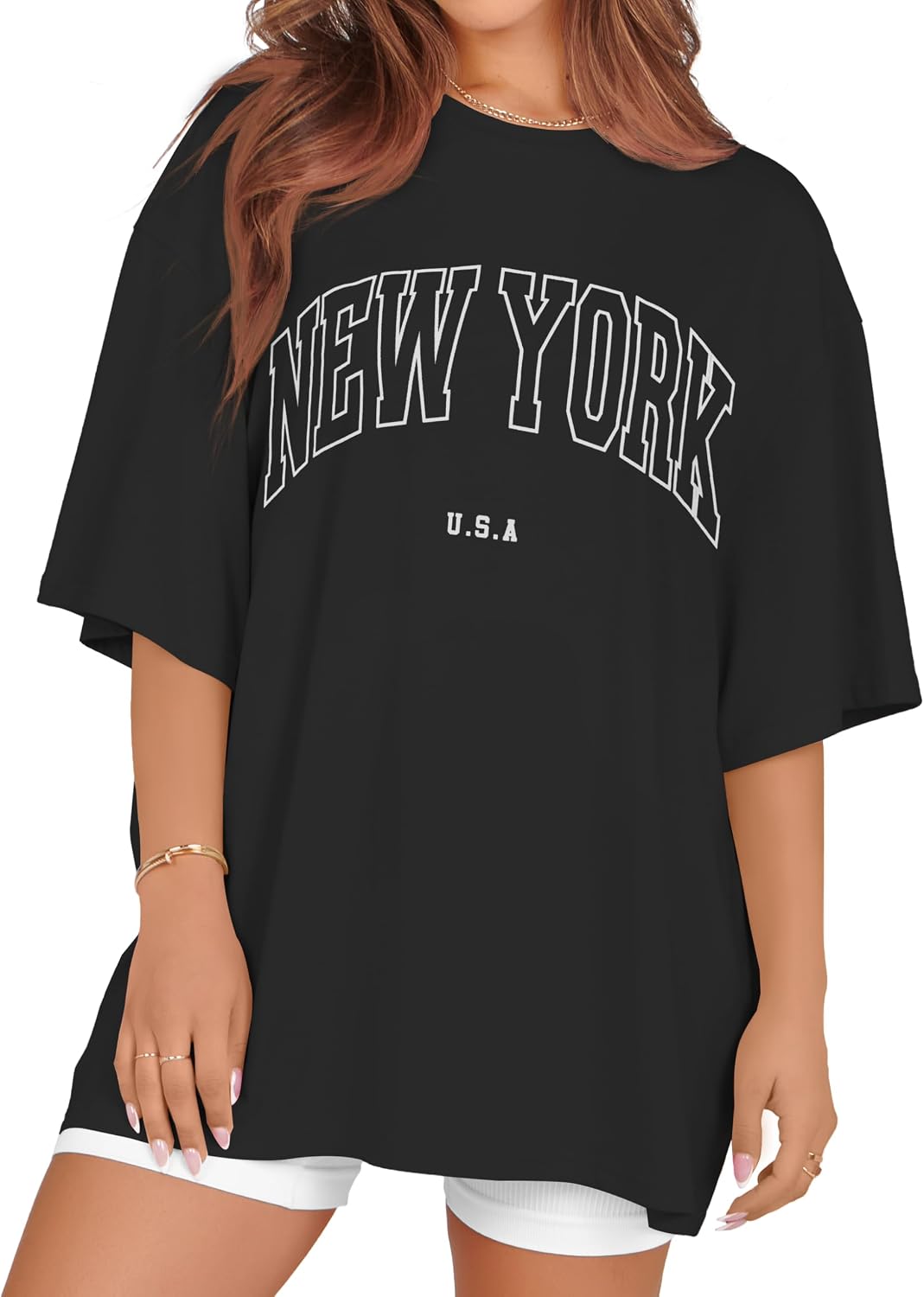 Oversized Tshirts for Women Summer Graphic Short Sleeve Crew Neck Tee Shirt