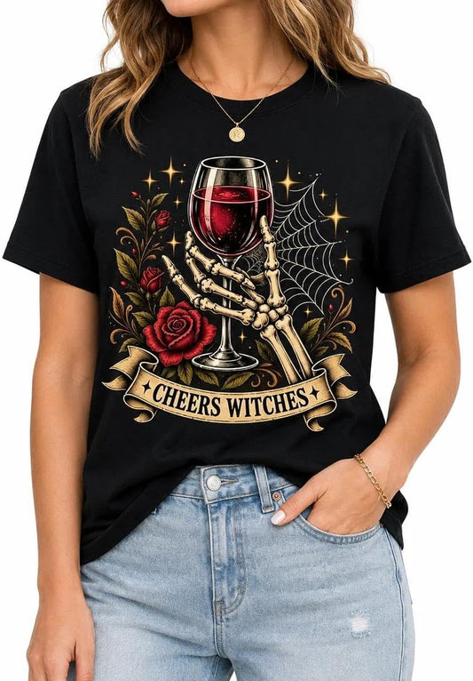 Halloween Shirts for Women Autumn Skull Graphic Cotton Tee
