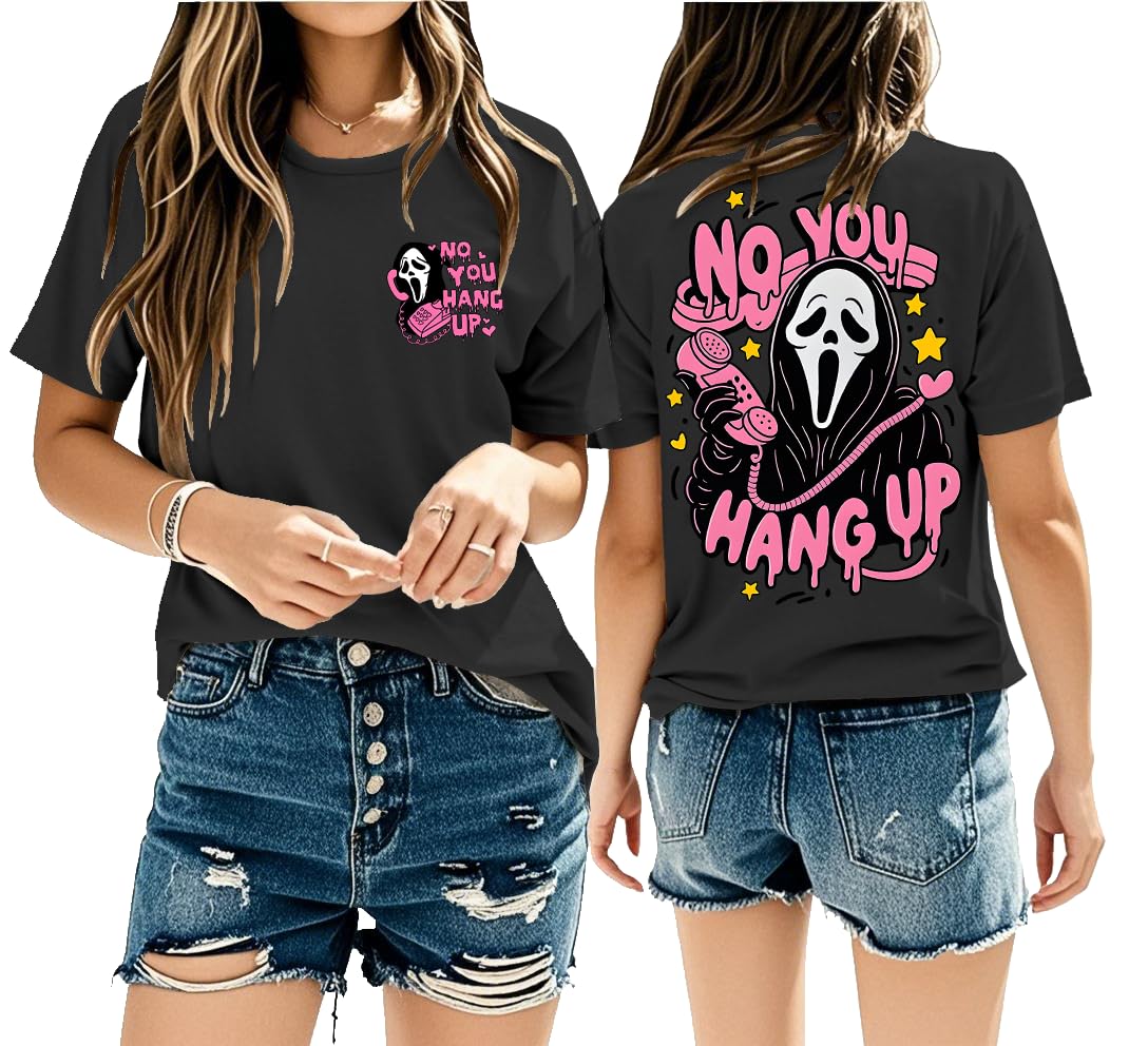 Halloween Ghost Graphic Shirt Women Pink Spooky Halloween T-Shirt