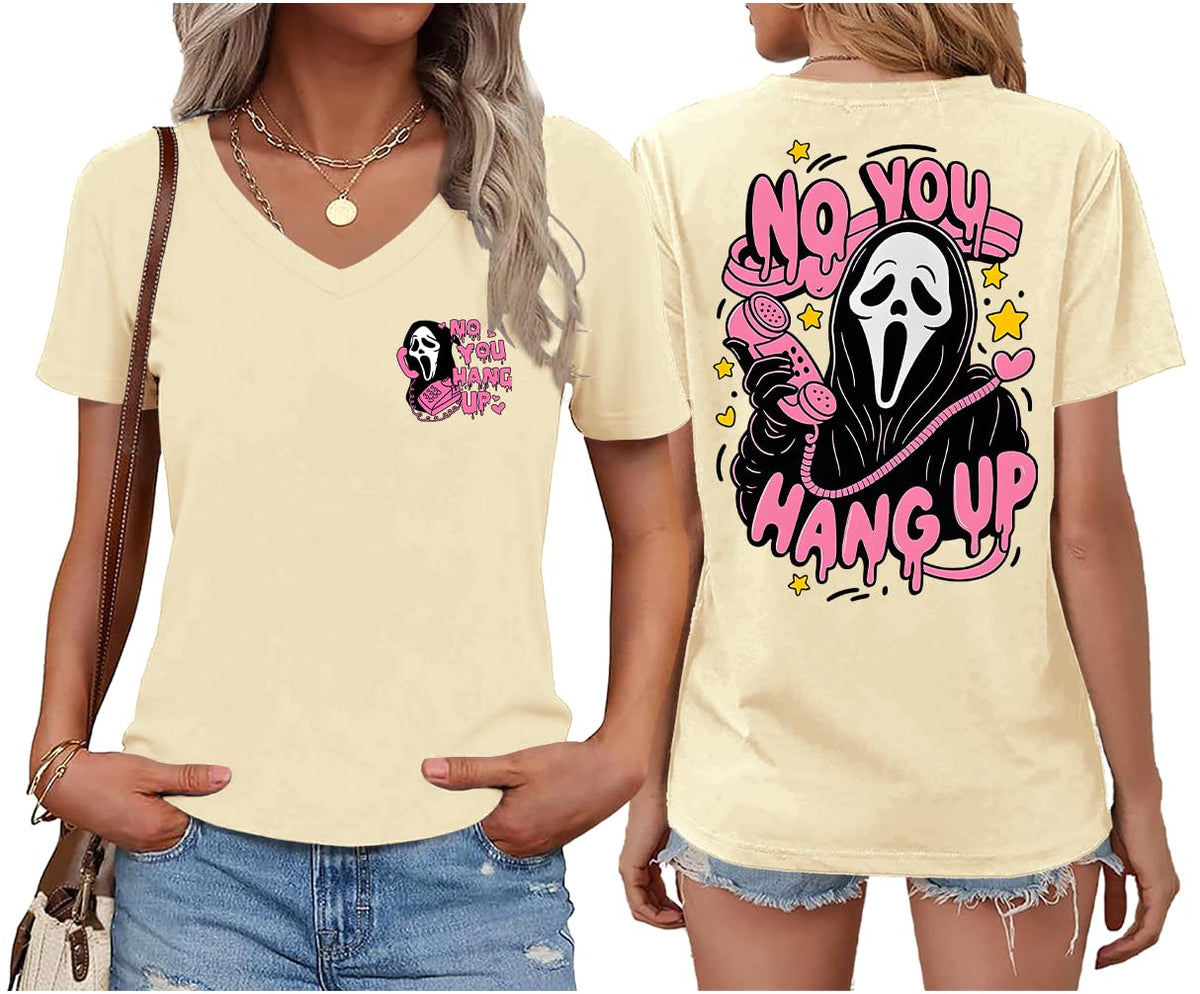 Halloween Ghost Graphic Shirt Women Pink Spooky Halloween T-Shirt