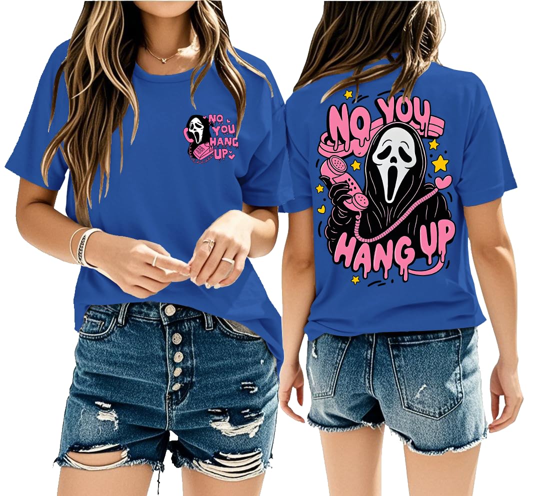 Halloween Ghost Graphic Shirt Women Pink Spooky Halloween T-Shirt