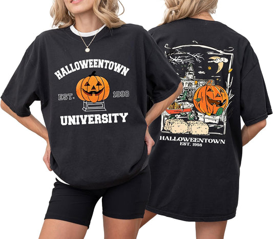 Halloweentown University T-Shirt – Double-Sided Halloween Campus Graphic Tee – Cozy Unisex Fall Shirt
