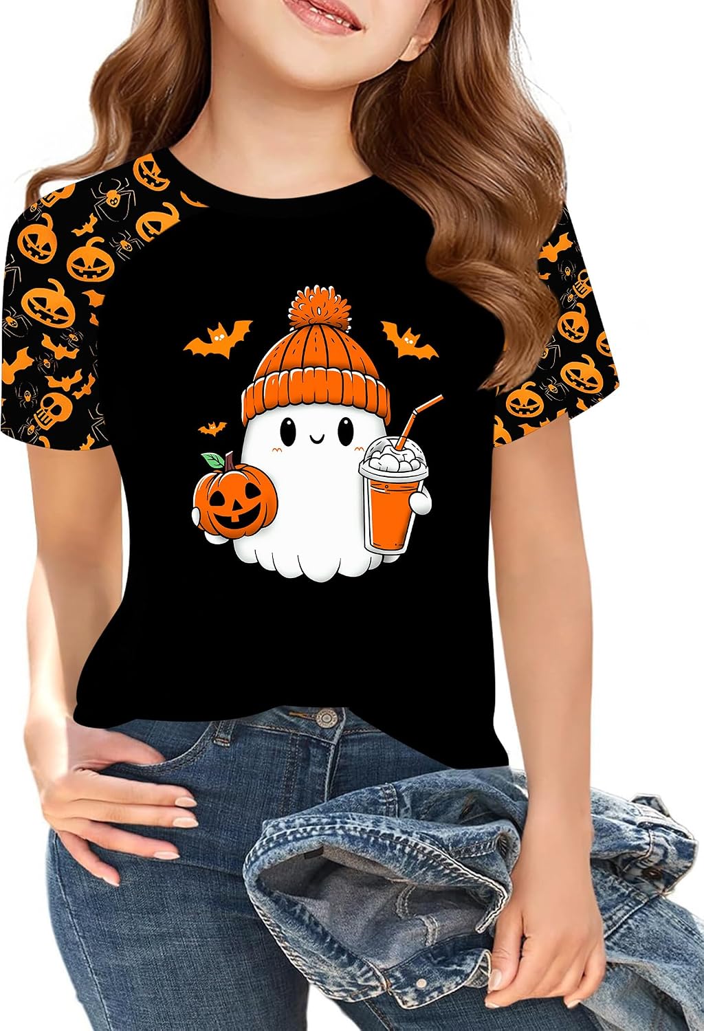 Ithalt Kids Halloween Shirt for Girls Boys Ghost Tshirt Spooky Season Tee