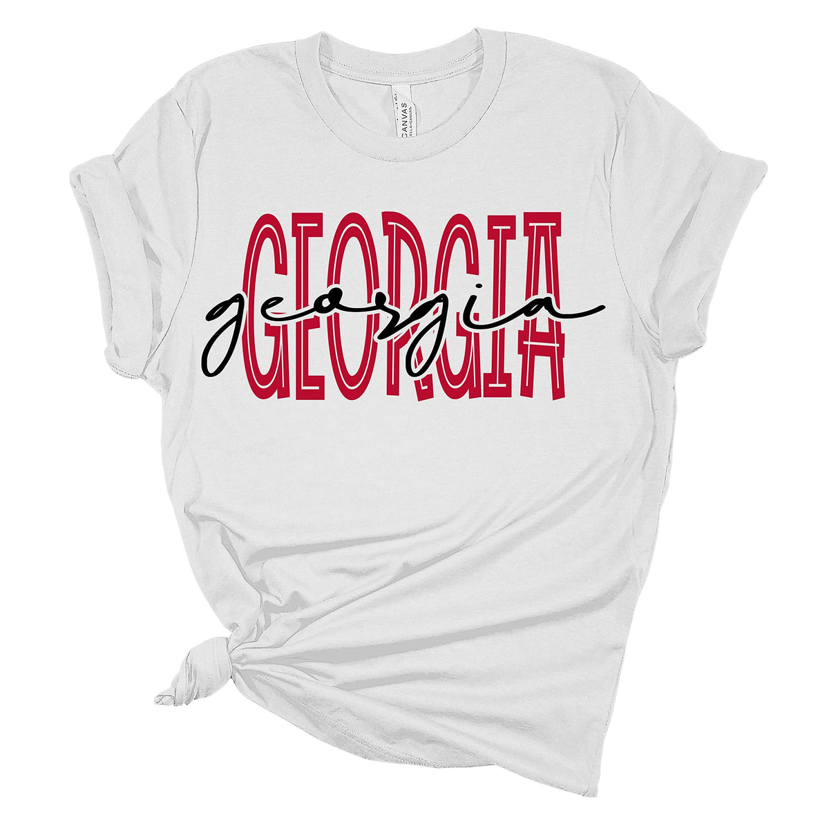 Womens Georgia Football Georgia Cursive Unisex Fit Short Sleeve T-Shirt