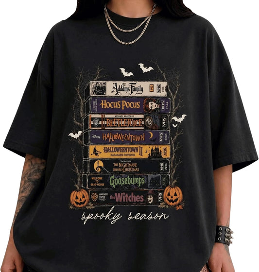 Handmade Vintage Halloween Movies Comfort T-Shirt, Retro Spooky Season Shirt, Funny Horror Tee, Halloween Creepy Movie Outfit