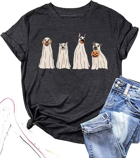 MQSVPUT Fall T-Shirt for Women Halloween Pumpkin Shirts Thanksgiving Family Funny Graphic Tee Casual Cute Autumn Tops