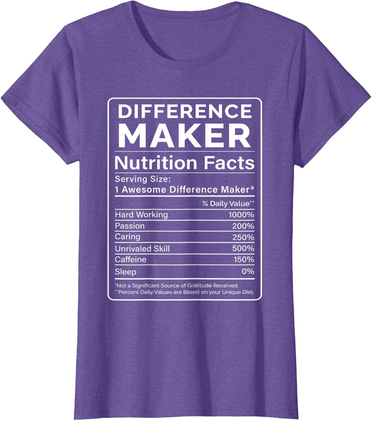 Difference Maker Nutrition Facts Teacher Coach Boss Employee T-Shirt