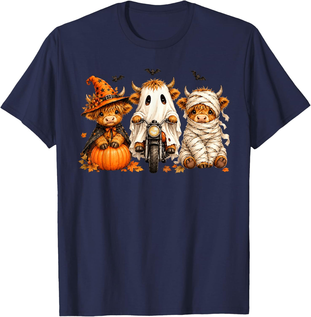 Halloween Highland Cow, Spooky Highlander Cow Fall T-Shirt