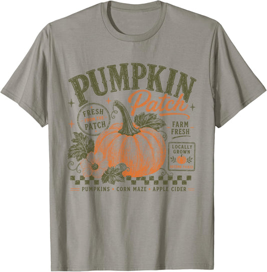 Vintage Retro Pumpkin Patch Farm Fresh Fall Autumn Halloween T-Shirt