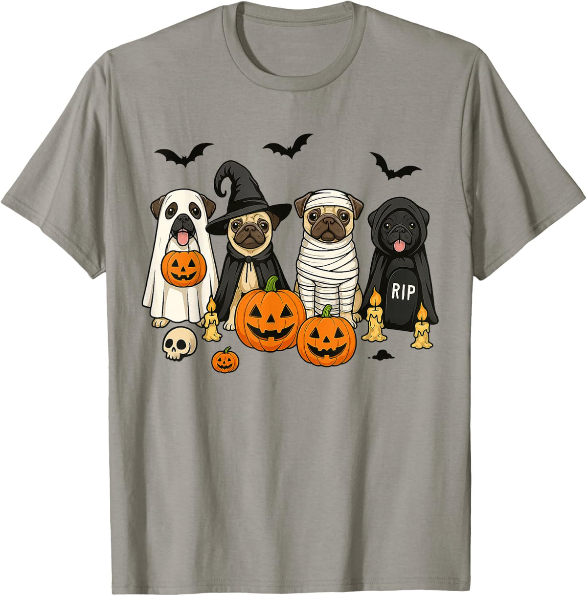 Spooky Pug Halloween Outfit for Dog Lovers Family Men Women T-Shirt