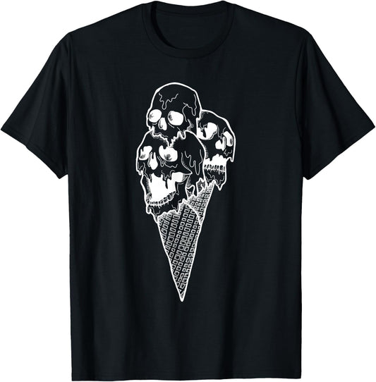 Creepy Skulls Icecream Horror Halloween Design T-Shirt