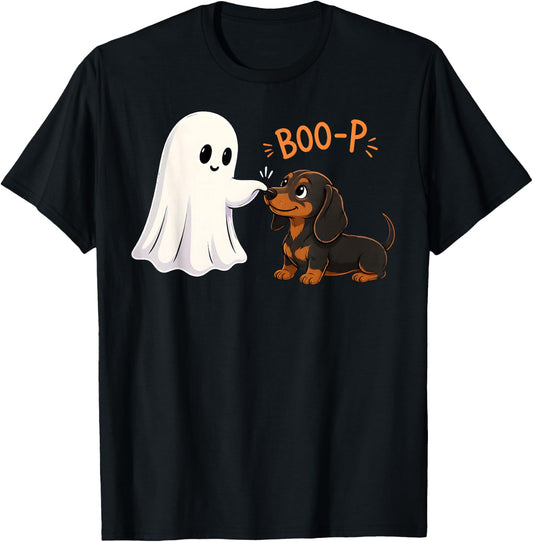 Dachshund Boo P Ghost Nose Boop Halloween Dog Lover T-Shirt