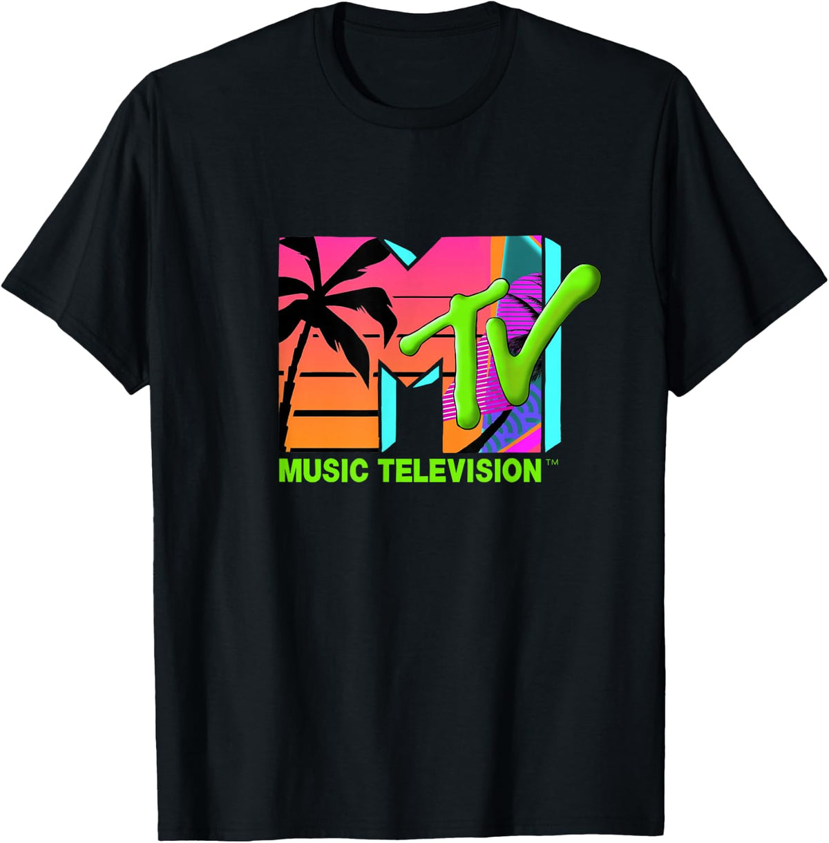 The Official MTV Logo with Retro Palms in Paradise T-Shirt