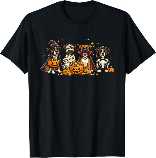 Boxer Ghost Witch Mummy Fall Dog Lover Halloween T-Shirt