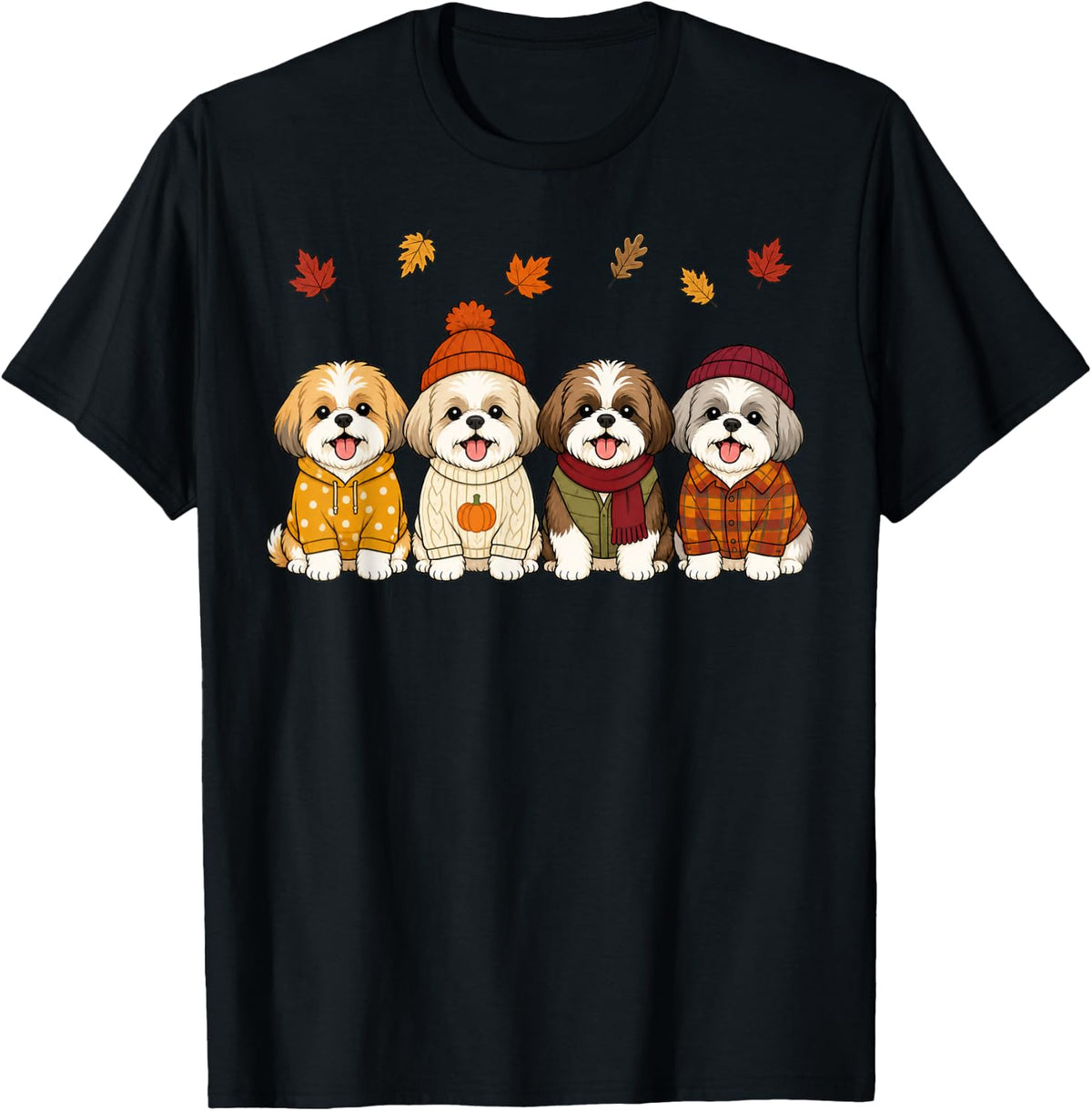 Shih Tzu Fall Autumn Season Pumpkin Dog T-Shirt