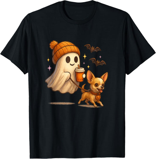Light Brown Chihuahua Halloween Ghost Walking Chihuahua Dog T-Shirt