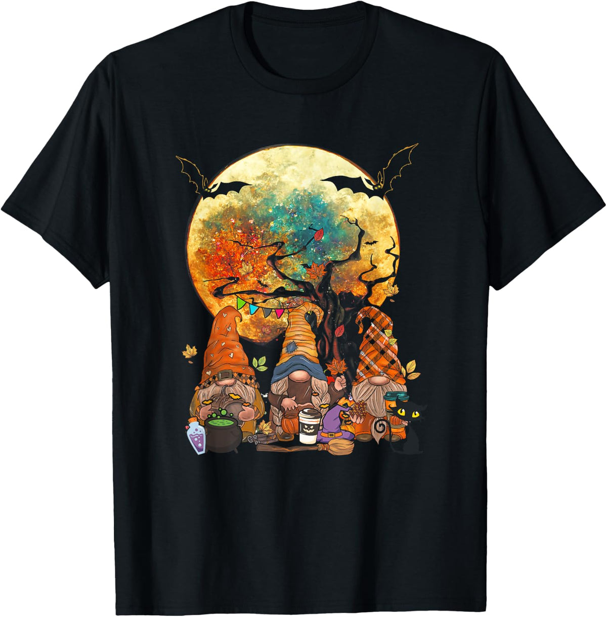 Halloween Gnomes Cute Autumn Pumpkin Fall Holiday Women T-Shirt