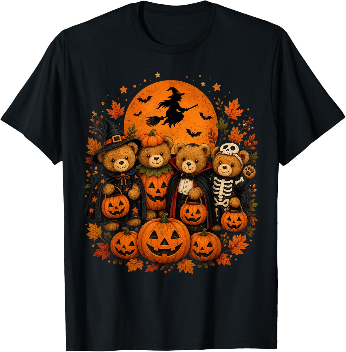Cute Halloween Teddy Bears Fall Pumpkin Bears T-Shirt