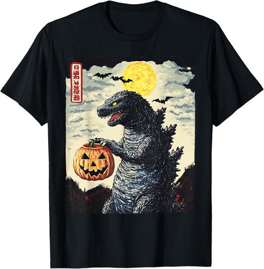 Funny Vintage Japanese Monster Pumpkin Spooky Fall T-Shirt