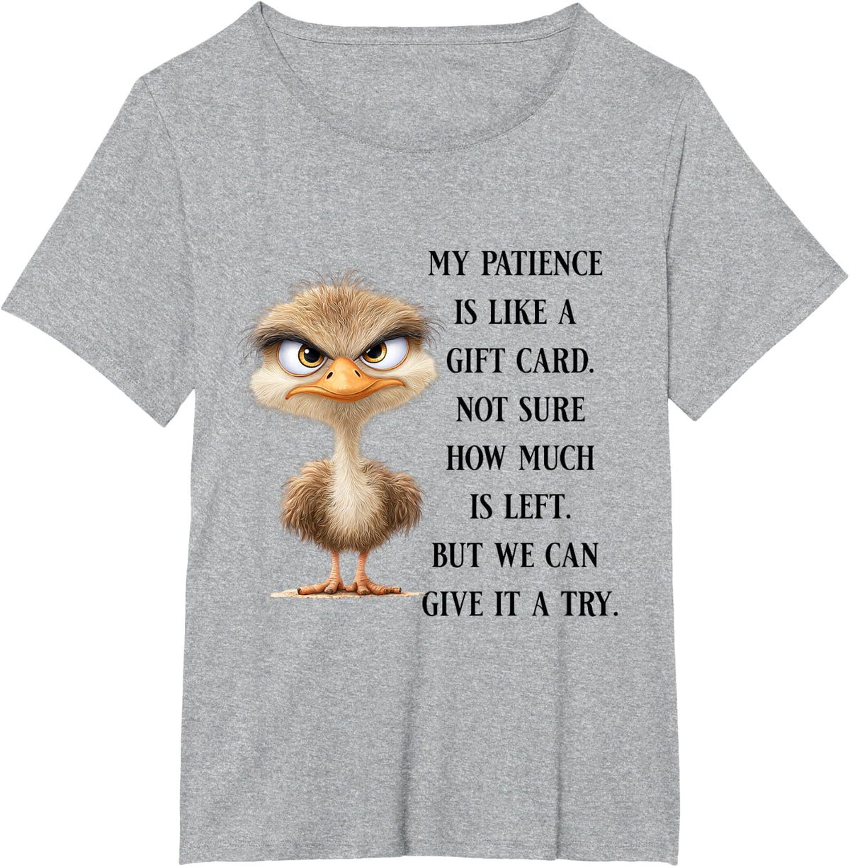 Funny Sarcastic Quote Bird No Patience Funny Shirt Men Women T-Shirt