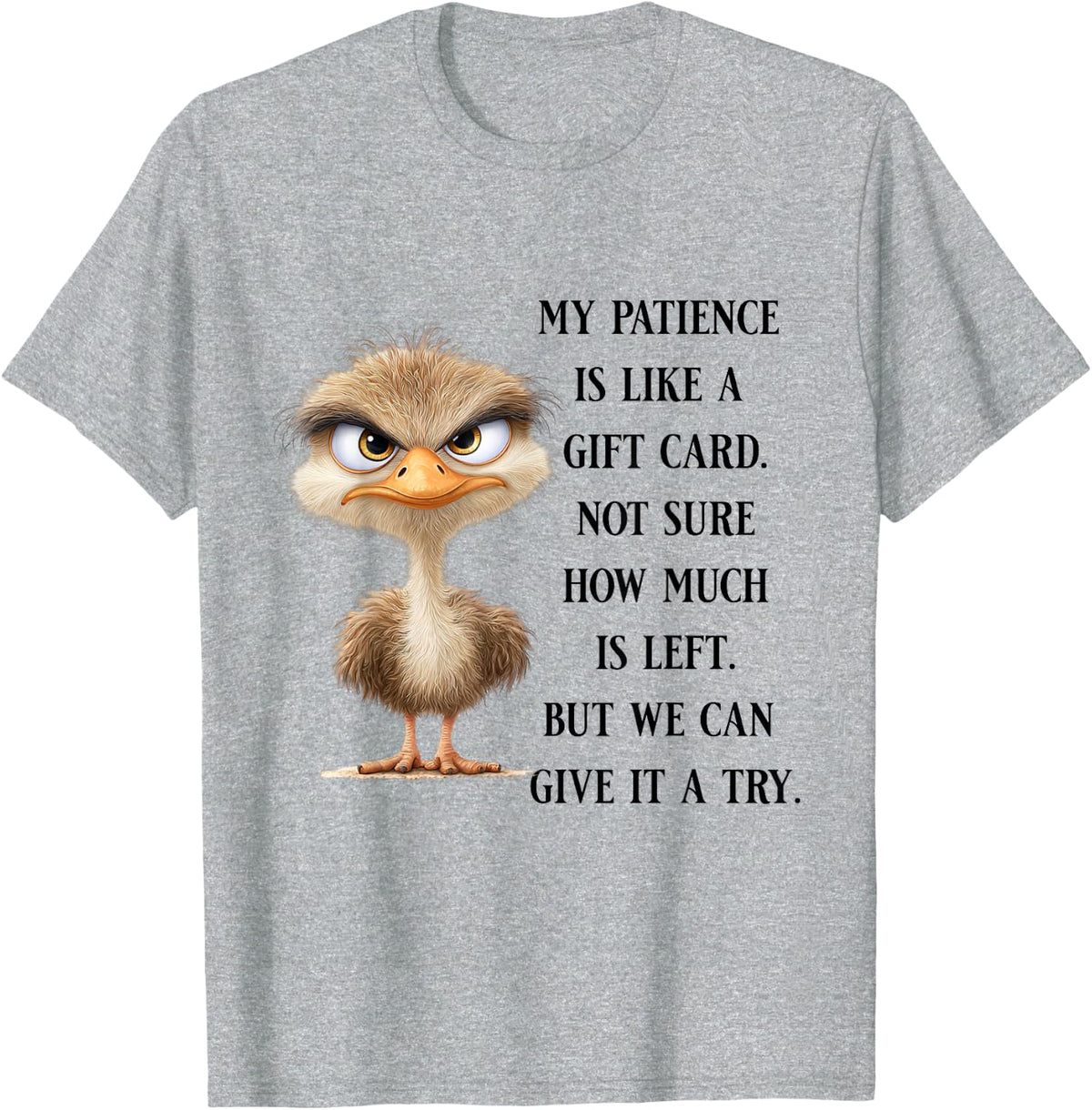 Funny Sarcastic Quote Bird No Patience Funny Shirt Men Women T-Shirt