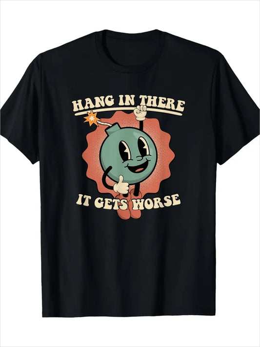 Men's Graphic Tee, Unisex Performance Cotton Short Sleeve Tops, Funny Graphic Tees Gifts T-Shirt Black A 3XL