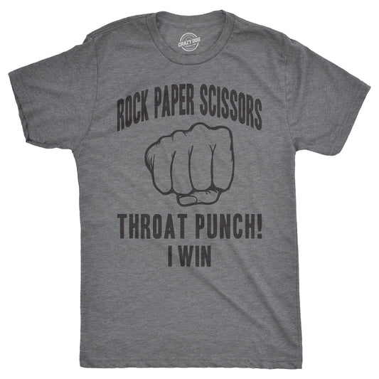 Mens Rock Paper Scissors Throat Punch T shirt Funny Sarcastic Hilarious Novelty Graphic Tees